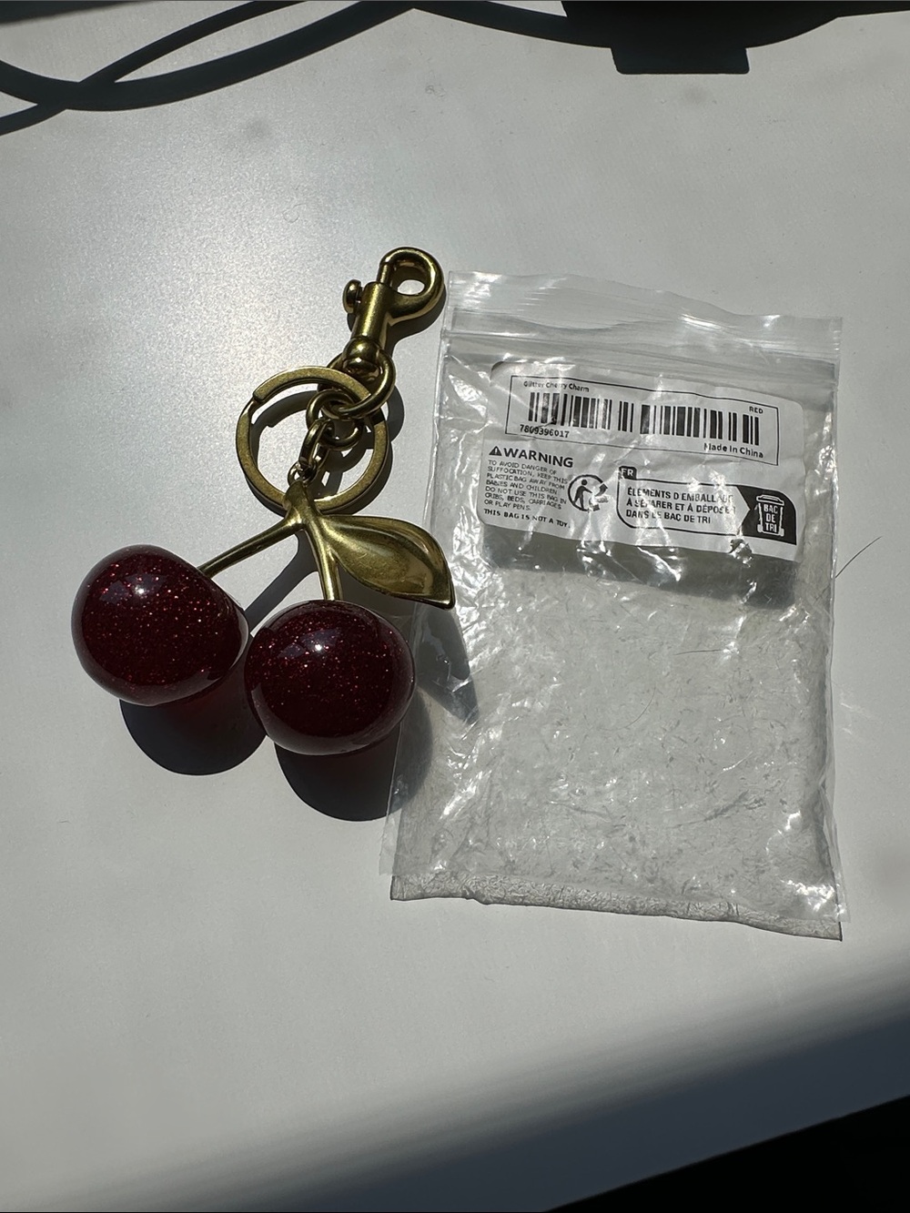 Sparkling Cherry Keychain Bag Charm - Red - Picture 12 of 14